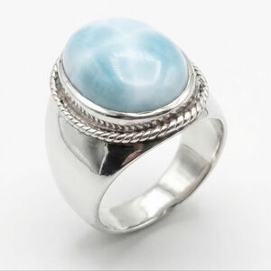 Larimar Sterling Silver Ring Size 7 Caribbean Blue